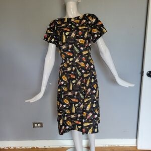 Handmade Wine Print Dress, VGUC, Size 14